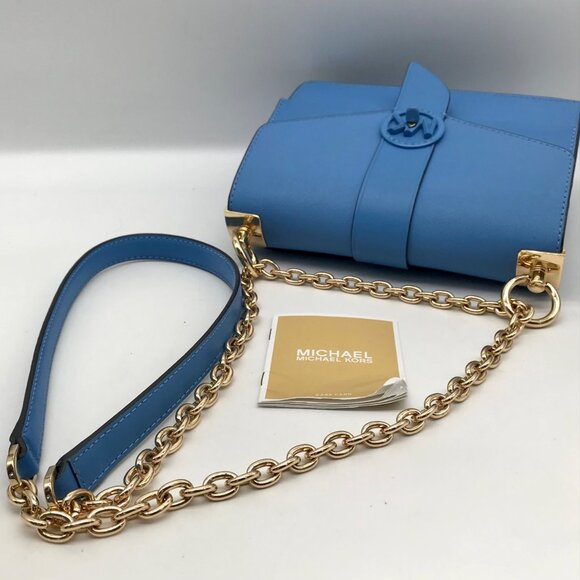 Michael Kors Blue Saffiano Leather Greenwich Small Crossbody Bag - Picture 9 of 12